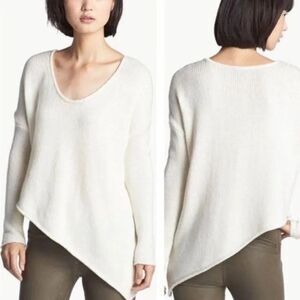 Helmut Lang Asymmetrical Wool Sweater – Ivory, Soft Knit, Size Medium